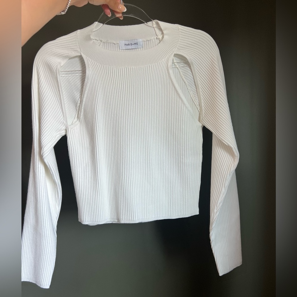 White sweater - Cut Outs size S, Paris + Me